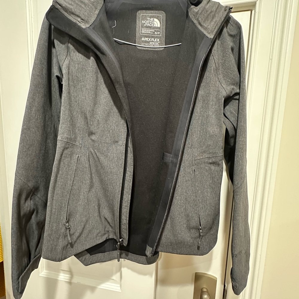 The North Face Gray Rain Jacket with Hood